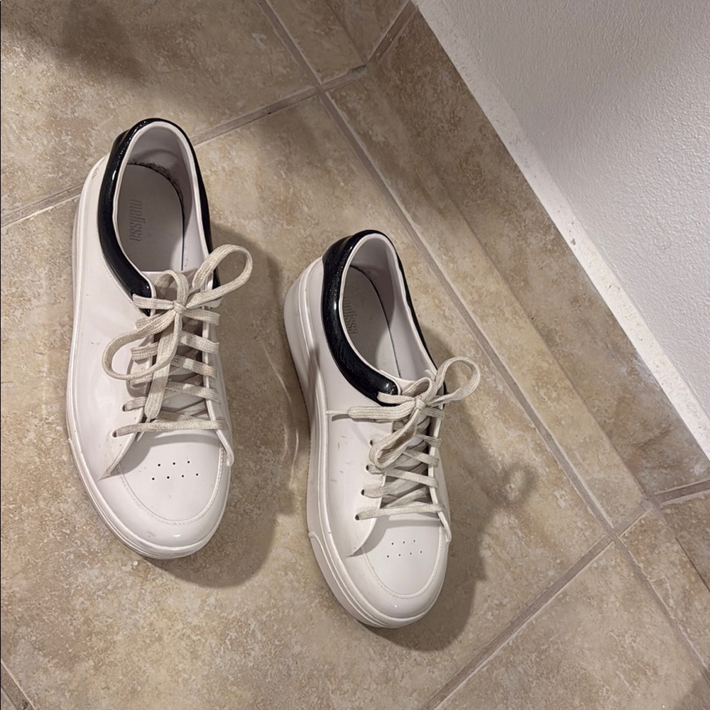 Melissa White and Black Sneakers with Platform Sole - Picture 3 of 4